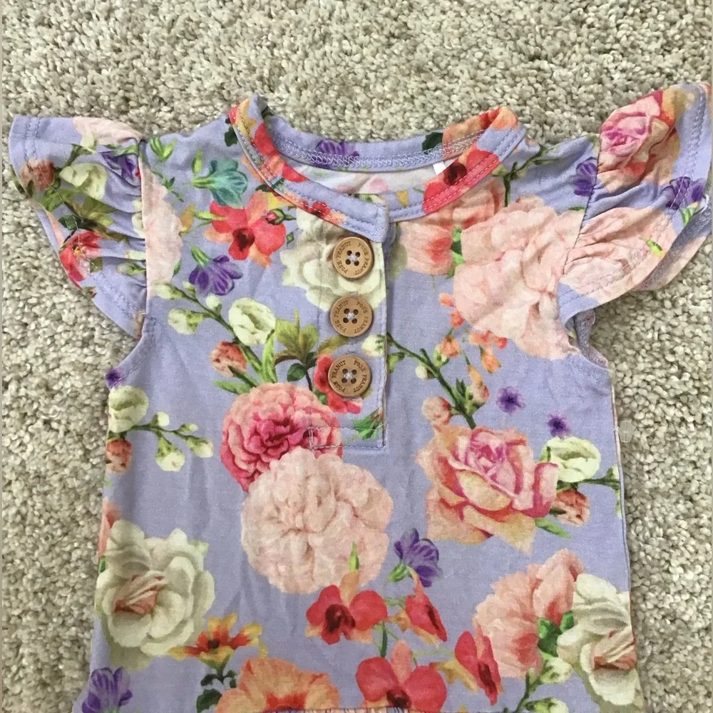 POSH PEANUT Bellamy Ruffled Twirl Skirt Bodysuit Dress Size 3-6m - Picture 3 of 5